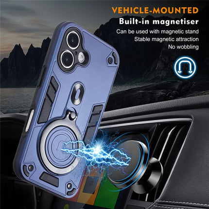 For iPhone 16 Plus Case Rotatable Kickstand PC+TPU Drop Protection Phone Cover