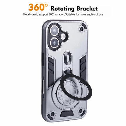For iPhone 16 Plus Case Rotatable Kickstand PC+TPU Drop Protection Phone Cover