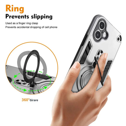 For iPhone 16 Plus Case Rotatable Kickstand PC+TPU Drop Protection Phone Cover