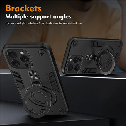 For iPhone 16 Pro Max Case Rotatable Kickstand PC+TPU Drop Protection Phone Cover