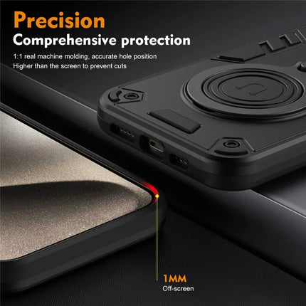 For iPhone 16 Pro Max Case Rotatable Kickstand PC+TPU Drop Protection Phone Cover