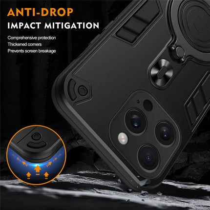 For iPhone 16 Pro Max Case Rotatable Kickstand PC+TPU Drop Protection Phone Cover