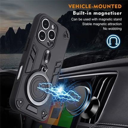 For iPhone 16 Pro Max Case Rotatable Kickstand PC+TPU Drop Protection Phone Cover