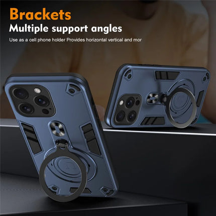For iPhone 16 Pro Max Case Rotatable Kickstand PC+TPU Drop Protection Phone Cover