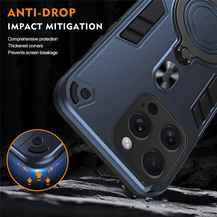 For iPhone 16 Pro Max Case Rotatable Kickstand PC+TPU Drop Protection Phone Cover