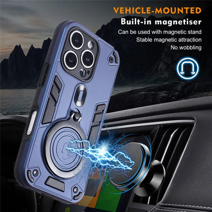 For iPhone 16 Pro Max Case Rotatable Kickstand PC+TPU Drop Protection Phone Cover