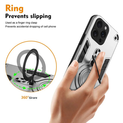 For iPhone 16 Pro Max Case Rotatable Kickstand PC+TPU Drop Protection Phone Cover