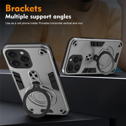 For iPhone 16 Pro Max Case Rotatable Kickstand PC+TPU Drop Protection Phone Cover