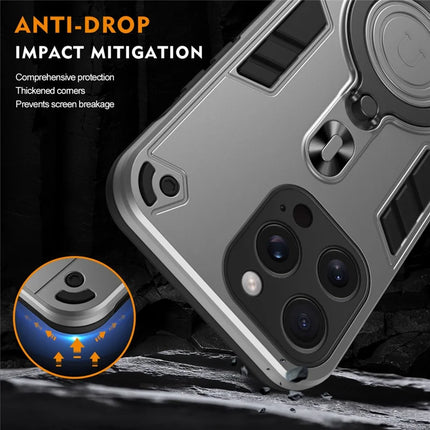 For iPhone 16 Pro Max Case Rotatable Kickstand PC+TPU Drop Protection Phone Cover