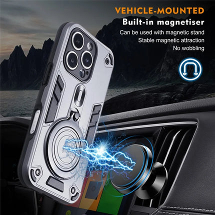 For iPhone 16 Pro Max Case Rotatable Kickstand PC+TPU Drop Protection Phone Cover