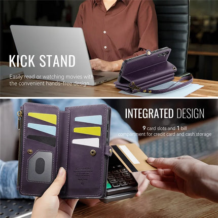 For Samsung Galaxy A16 5G Case CASEME C39 RFID Blocking Zipper Wallet Stand Leather Cover with Strap
