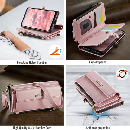 For Samsung Galaxy A16 5G Case CASEME C39 RFID Blocking Zipper Wallet Stand Leather Cover with Strap