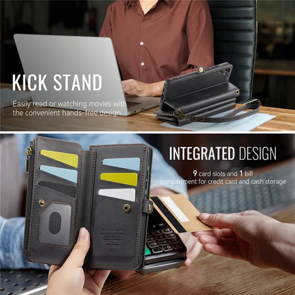 For Samsung Galaxy A16 5G Case CASEME C39 RFID Blocking Zipper Wallet Stand Leather Cover with Strap