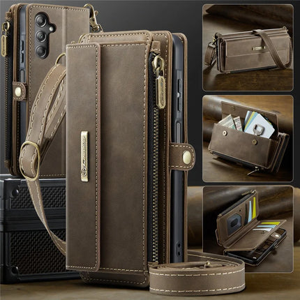 For Samsung Galaxy A16 5G Case CASEME C39 RFID Blocking Zipper Wallet Stand Leather Cover with Strap