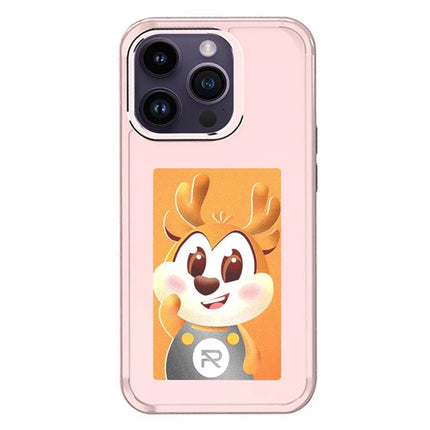 For iPhone 15 Pro Max Smart E-Ink Phone Case 4 Color HD 3.97 inch Display NFC DIY Customized Screen - Pink
