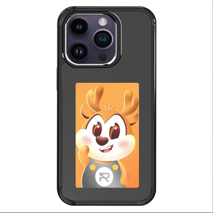 For iPhone 15 Pro Max Smart E-Ink Phone Case 4 Color HD 3.97 inch Display NFC DIY Customized Screen - Black