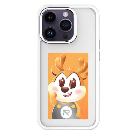 For iPhone 15 Pro Max Smart E-Ink Phone Case 4 Color HD 3.97 inch Display NFC DIY Customized Screen - White