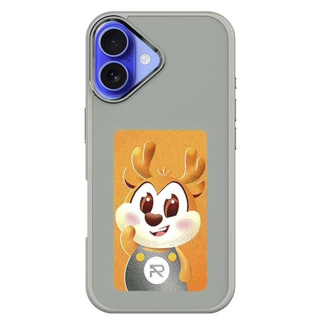 For iPhone 16 Plus Smart E-Ink Phone Case 4 Color HD 3.97 inch Display NFC DIY Customized Screen - Grey