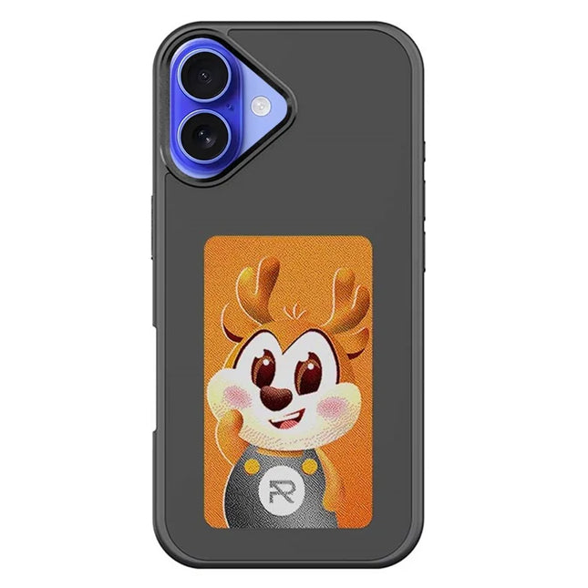 For iPhone 16 Plus Smart E-Ink Phone Case 4 Color HD 3.97 inch Display NFC DIY Customized Screen - Black