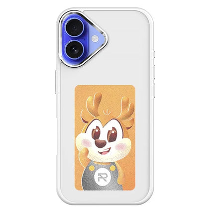 For iPhone 16 Plus Smart E-Ink Phone Case 4 Color HD 3.97 inch Display NFC DIY Customized Screen - White