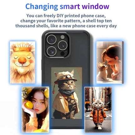 For iPhone 16 Pro Max Smart E-Ink Phone Case 4 Color HD 3.97 inch Display NFC DIY Customized Screen