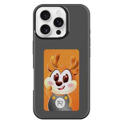 For iPhone 16 Pro Max Smart E-Ink Phone Case 4 Color HD 3.97 inch Display NFC DIY Customized Screen - Black