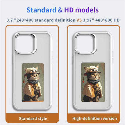 For iPhone 16 Pro Max Smart E-Ink Phone Case 4 Color HD 3.97 inch Display NFC DIY Customized Screen