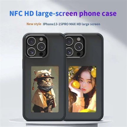 For iPhone 16 Pro Max Smart E-Ink Phone Case 4 Color HD 3.97 inch Display NFC DIY Customized Screen