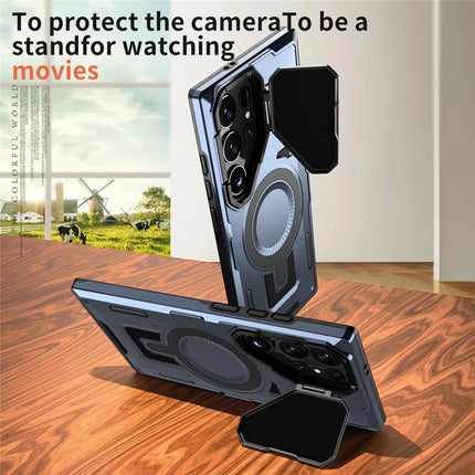 For Samsung Galaxy S23 Ultra / S22 Ultra 5G Case Compatible with MagSafe Lens Lid Kickstand PC+TPU Back Cover