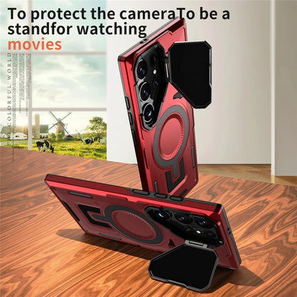 For Samsung Galaxy S23 Ultra / S22 Ultra 5G Case Compatible with MagSafe Lens Lid Kickstand PC+TPU Back Cover