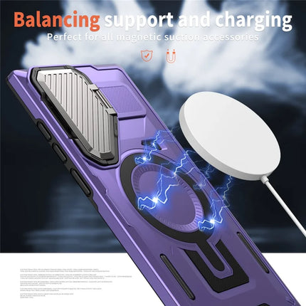 For Samsung Galaxy S23 Ultra / S22 Ultra 5G Case Compatible with MagSafe Lens Lid Kickstand PC+TPU Back Cover