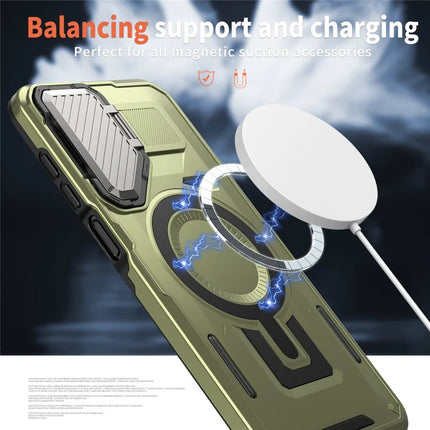 For Samsung Galaxy A16 4G / 5G Case Compatible with MagSafe Lens Lid Kickstand PC+TPU Back Cover