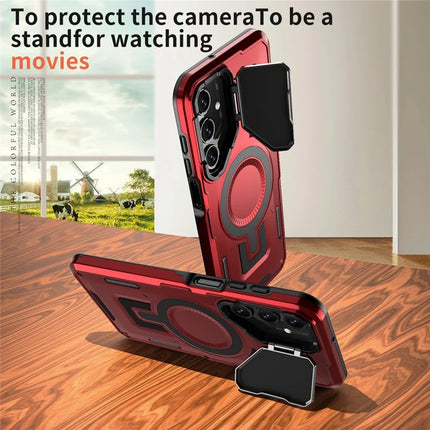 For Samsung Galaxy A16 4G / 5G Case Compatible with MagSafe Lens Lid Kickstand PC+TPU Back Cover
