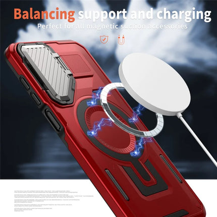 For Samsung Galaxy A16 4G / 5G Case Compatible with MagSafe Lens Lid Kickstand PC+TPU Back Cover