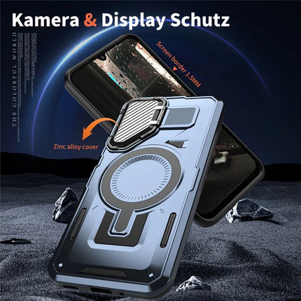 For Samsung Galaxy A16 4G / 5G Case Compatible with MagSafe Lens Lid Kickstand PC+TPU Back Cover