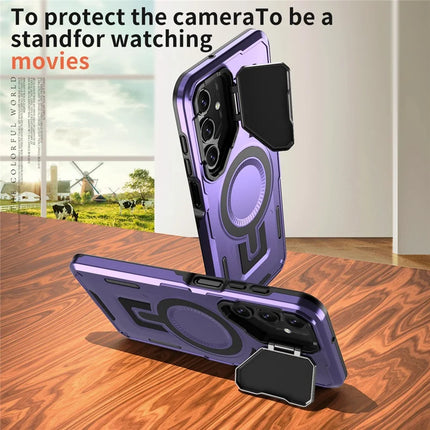 For Samsung Galaxy A16 4G / 5G Case Compatible with MagSafe Lens Lid Kickstand PC+TPU Back Cover