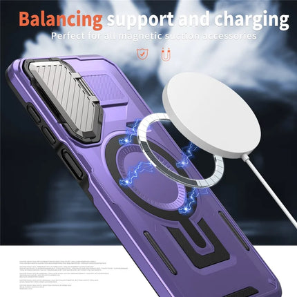 For Samsung Galaxy A16 4G / 5G Case Compatible with MagSafe Lens Lid Kickstand PC+TPU Back Cover