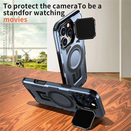 For iPhone 16 Pro Max Case Compatible with MagSafe Lens Lid Kickstand PC+TPU Back Cover