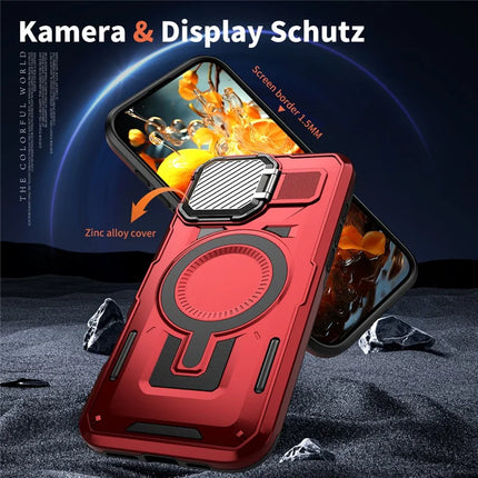 For iPhone 16 Pro Max Case Compatible with MagSafe Lens Lid Kickstand PC+TPU Back Cover