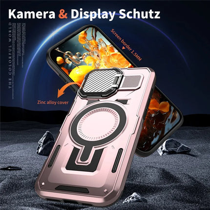 For iPhone 16 Pro Max Case Compatible with MagSafe Lens Lid Kickstand PC+TPU Back Cover