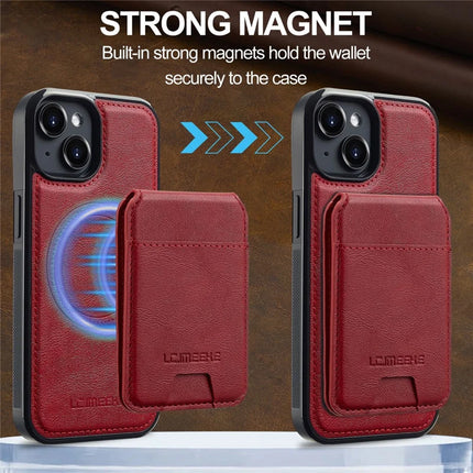 LC.IMEEKE L3 For iPhone 14 Magnetic Case Detachable Card Holder Leather+TPU Mobile Cover