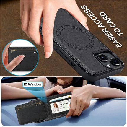 LC.IMEEKE L3 For iPhone 14 Magnetic Case Detachable Card Holder Leather+TPU Mobile Cover