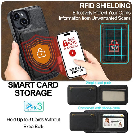 LC.IMEEKE L3 For iPhone 14 Magnetic Case Detachable Card Holder Leather+TPU Mobile Cover