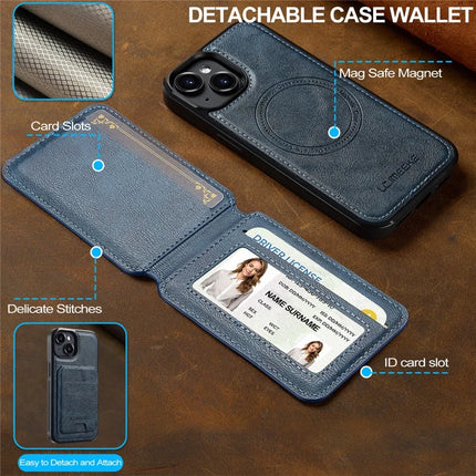LC.IMEEKE L3 For iPhone 14 Magnetic Case Detachable Card Holder Leather+TPU Mobile Cover
