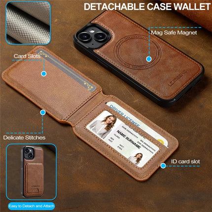 LC.IMEEKE L3 For iPhone 14 Magnetic Case Detachable Card Holder Leather+TPU Mobile Cover