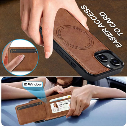 LC.IMEEKE L3 For iPhone 14 Magnetic Case Detachable Card Holder Leather+TPU Mobile Cover