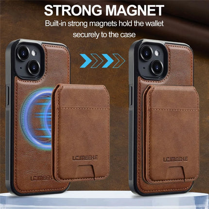 LC.IMEEKE L3 For iPhone 14 Magnetic Case Detachable Card Holder Leather+TPU Mobile Cover
