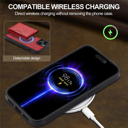 LC.IMEEKE L5 For iPhone 14 Magnetic Phone Case Leather Back Cover with Detachable Card Holder