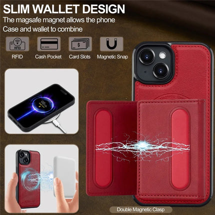 LC.IMEEKE L5 For iPhone 14 Magnetic Phone Case Leather Back Cover with Detachable Card Holder
