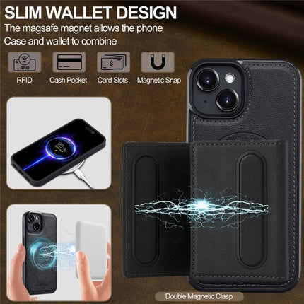 LC.IMEEKE L5 For iPhone 14 Magnetic Phone Case Leather Back Cover with Detachable Card Holder